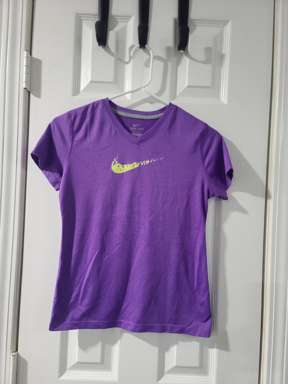 Nike Purple Short Sleeve Tee with Lime Swoosh